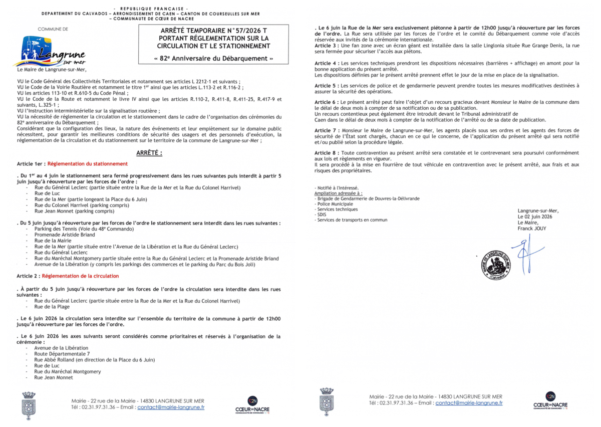 6 JUIN – Arrêté municipal